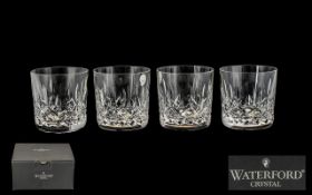 Waterford Crystal Set of Four - Early 9 oz Whisky Tumblers ( Glasses ) ' Lismore ' Pattern.