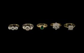 A Good Collection of Modern 9ct Gold CZ Set Dress Rings Five (5) in total.