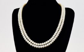 Double Row Pearl Necklace with 9ct Gold Clasp.