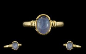 Contemporary Designed Ladies - 9ct Gold Attractive Moonstone Set Dress Ring of Pleasing Form.