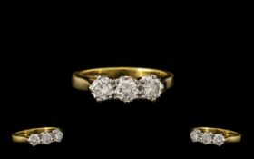 18ct Gold and Platinum Attractive and Quality 3 Stone Diamond Ring, The 3 Round Brilliant Cut