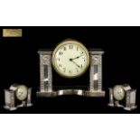 Art Nouveau Period Impressive and Good Looking Silver Plated on Brass Swiss-made Mantel Clock with