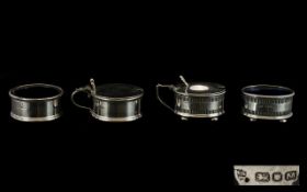 Early 20th Century Collection of Sterling Silver Mustard Pots and Salts ( 4 ) Pieces.
