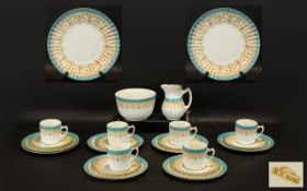 Aynsley Bone China Part Tea Set No. 36543, comprising: 6 Tea Cups, 12 Saucers, 11 sandwich/cake