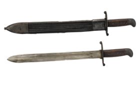 Spanish - Early 20th Century Superb Military Use Short Sword / Bayonet with a Black Leather