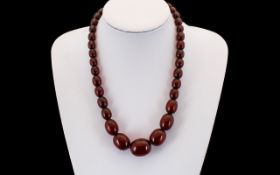 Early 1920's Nice Quality Cherry Amber Graduated Necklace - Great Colour.