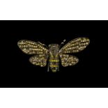 Antique Period Style Large 18ct Anodized Gold Bumble Bee Brooch, Pave Set with Diamonds Including