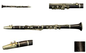 Hawkes and Son Superior Class Early Ebonised Wooden Jazz Clarinet. All Sections of Clarinet Marked