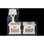 Modern Marble Effect Pair of Bedside Cabinets/Side Tables,