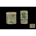 Two Troika Style Art Pottery Vases with a fine cream and blue glaze.