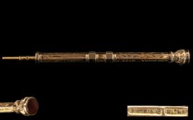 Edwardian Period Top Quality 9ct Gold Cased Combination Propelling Pencil and Fountain Pen with a