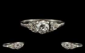 Antique Period - Attractive Platinum Diamond Set Dress Ring,