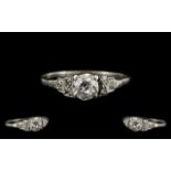 Antique Period - Attractive Platinum Diamond Set Dress Ring,