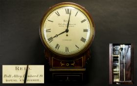 William Reid Signed Regency Period Mahogany Cased Superb Quality Single Fusee Drop Dial Wall Clock