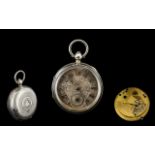 English Lever - 19th Century Reversing Pinion Open Faced Silver Pocket Watch,