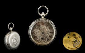 English Lever - 19th Century Reversing Pinion Open Faced Silver Pocket Watch,