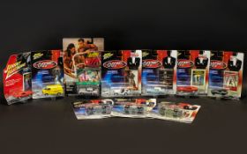 Collection of James Bond 007 Miniature Diecast Cars by Johnny Lightning. Includes Thunderball, For