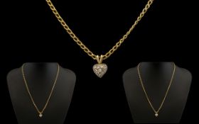 9ct Gold Chain and Gold Heart Shaped Pendant.