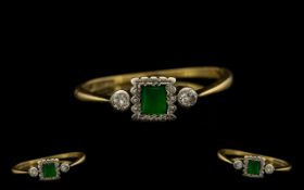 18ct Gold and Platinum Emerald and Diamond Set Dress Ring,