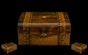 A Marquetry Banded Sewing/Writing Box, 11 inches wide x 6 high x 7 deep.