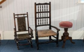 Victorian Mahogany Piano Stool with tripod legs and swivel seat upholstered in red velvet.