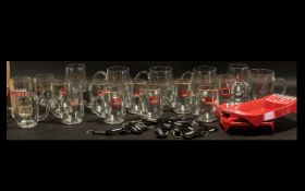 A Collection of Breweriana Items comprising 8 Lamot half pint beer glasses,