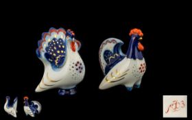 Lomonosov - Hand Painted Novelty Russian Porcelain Salt and Pepper Pots,