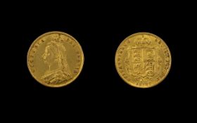 Queen Victoria 22ct Gold Jubilee Head / Shield Back Half Sovereign, London Mint - Date 1887.