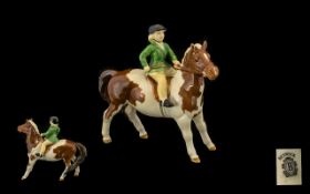 Beswick Hand Painted ' Girl on Pony ' Figure. Model No 1483. Designer A. Gredington. c.1957 - 1962.