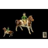 Beswick Hand Painted ' Girl on Pony ' Figure. Model No 1483. Designer A. Gredington. c.1957 - 1962.