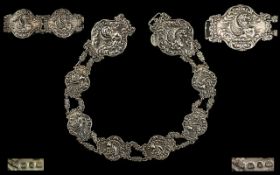Victorian Period Superb Quality Ornate Ladies Cast Silver Belt by The Silversmiths Levi and Salaman.