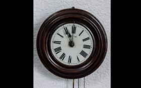 A Late 19th Century Rosewood Wall Clock - the weight driven movement striking.