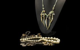A Small Collection of Costume Jewellery to include faux pearls, cameo earrings, necklace etc