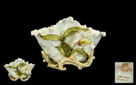 Moore Brothers Superb Quality Soft Paste Porcelain Orchids and Leaves Decorated Vase. c.1890.