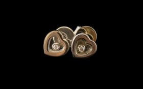 Pair of 18ct White Gold Chopard Happy Diamonds Heart Stud Earrings,