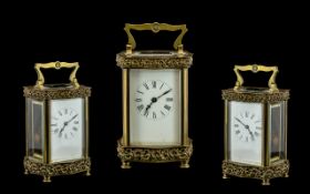 English - Late 19th Century Quality 8 Day Brass Carriage Clock. Features Visible Lever Platform