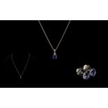 18ct White Gold - Contemporary and Attractive Tanzanite and Diamond Set Earrings with Matching