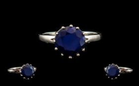 Deep Blue Sapphire Solitaire Ring, a 4.