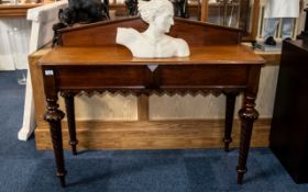 Victorian Mahogany Console/ Buffet Table with wonderful tapering legs with carved bulbous features.