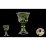 James Macintyre William Moorcroft Signed Goblet, Green and Gold Florian Design In Green. c.1903.
