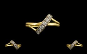 18ct Gold - Contemporary Designed 10 Stone Diamond Set Dress Ring, Fully Hallmarked for 18ct - 750.