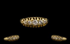 Edwardian Period 9ct Gold 5 Stone Diamond Set Ring, Gallery Setting. Full Hallmark for 18ct.