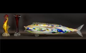 Collection of Murano Glass to include a large multi coloured fish 23" long,
