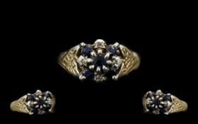 9ct Gold Diamond and Sapphire Ring.