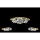 18ct Gold - Stunning 3 Stone Diamond Ring of Top Quality.