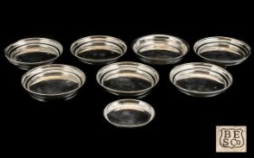 Elizabeth II Fine Set of 6 Sterling SIlver Circular Dishes with Large Hallmarks Displayed -