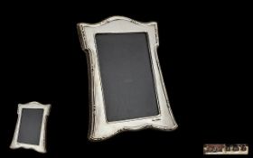 Elizabeth II Nice Quality Shaped Sterling Silver Photo Frame with Art Nouveau Style Border and