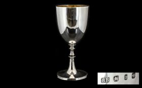 Early George V Silver Chalice / Goblet of Plain Form with Gilt Interior.