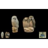 Royal Copenhagen - Denmark Pair of Early Porcelain Owl Figures - Sweethearts. Model No 834. c.