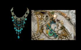 Collection of Quality Costume Jewellery to include a French necklace with turquoise stones in a